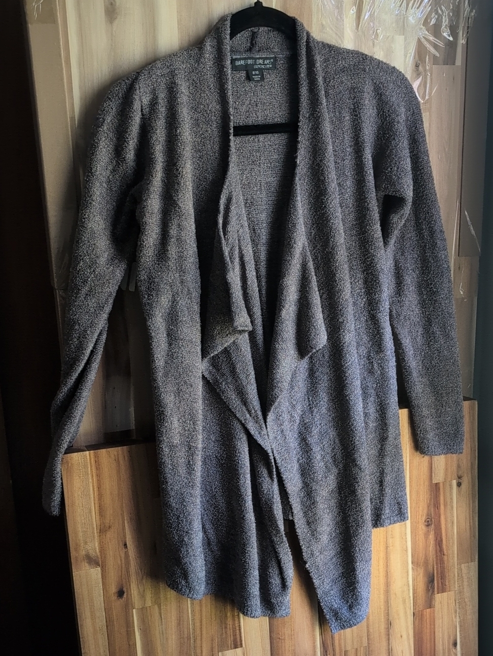 Barefoot Dreams Taupe Open-Front Boucle Cardigan